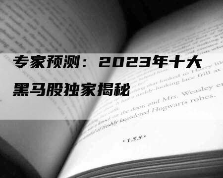 专家预测：2023年十大黑马股独家揭秘